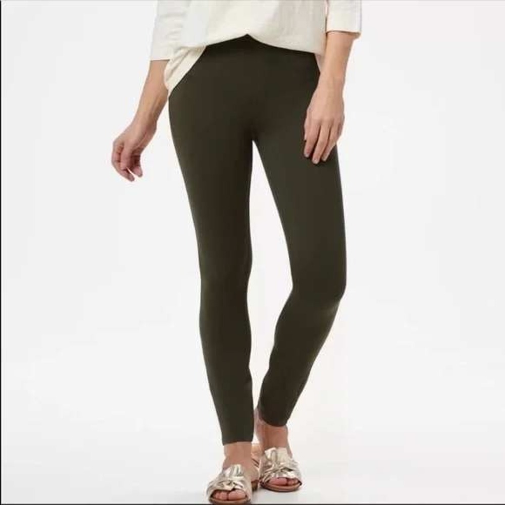 Spanx The Perfect Pant Slim Straight Leg Olive Green Pull On Trousers Size M